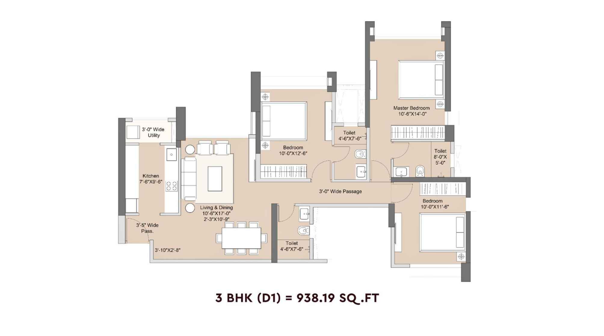 Sunteck-Crescent-Park-Floor-Plan-3-BHK-D1-938.19-Sqft