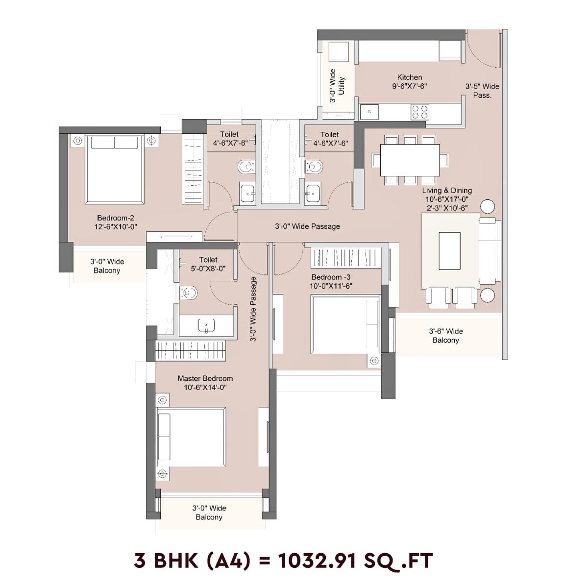 Sunteck-Crescent-Park-Floor-Plan-3-BHK-A4-1032.91-Sqft