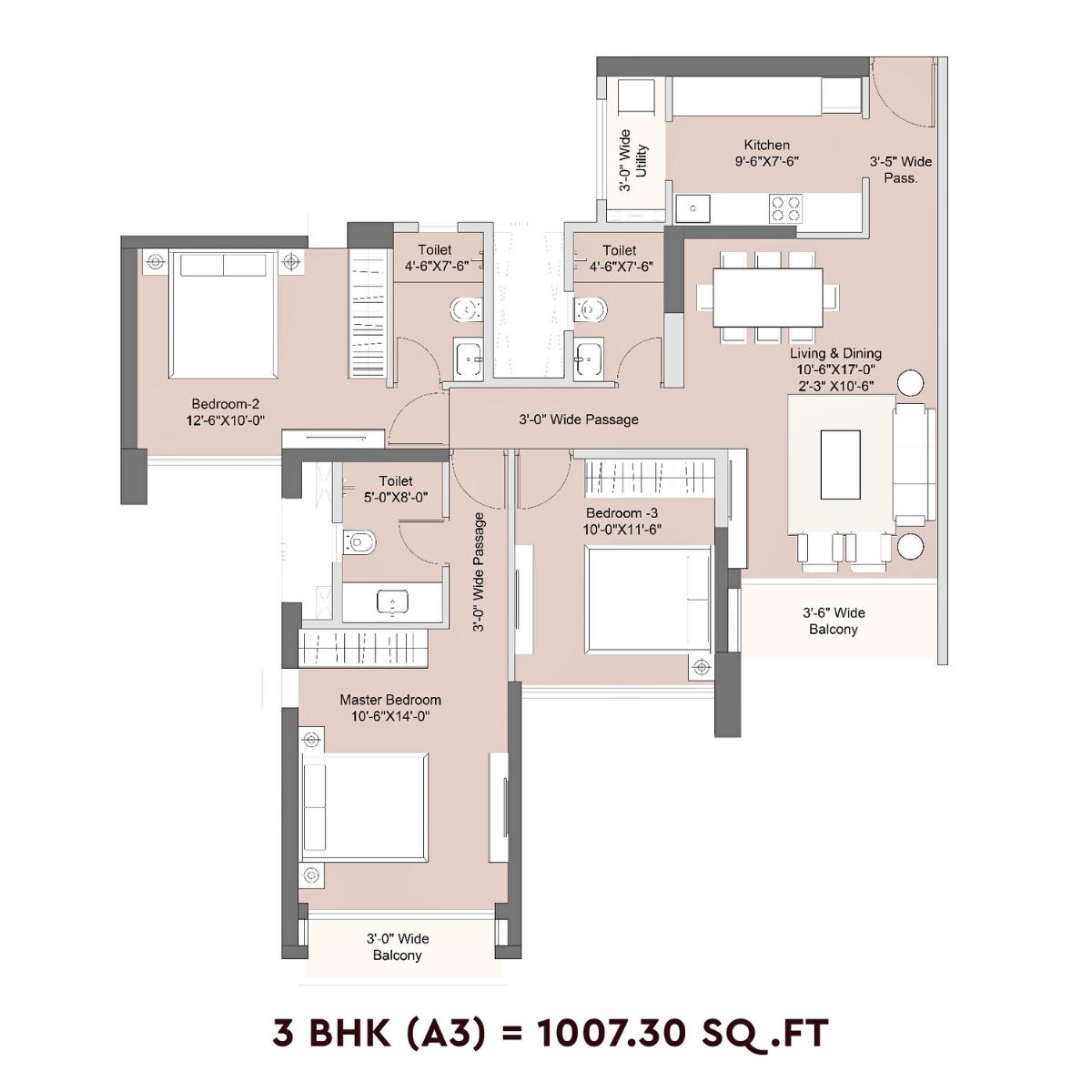 Sunteck-Crescent-Park-Floor-Plan-3-BHK-A3-1007.30-Sqft