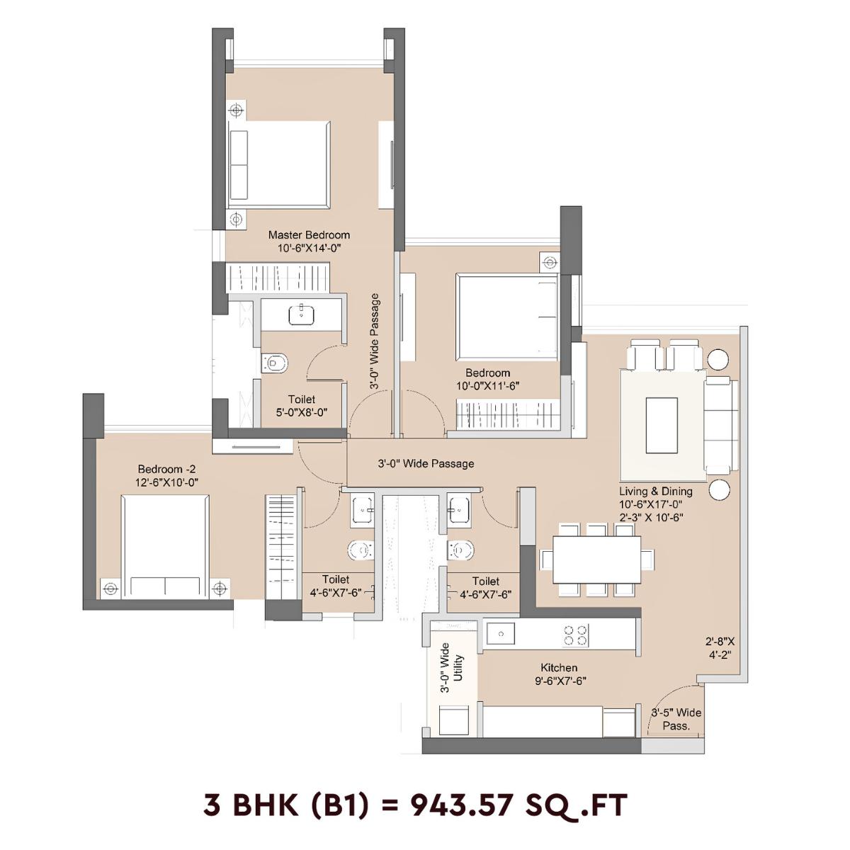 Sunteck-Crescent-Park-Floor-Plan-3-BHK-B1-943.57-Sqft