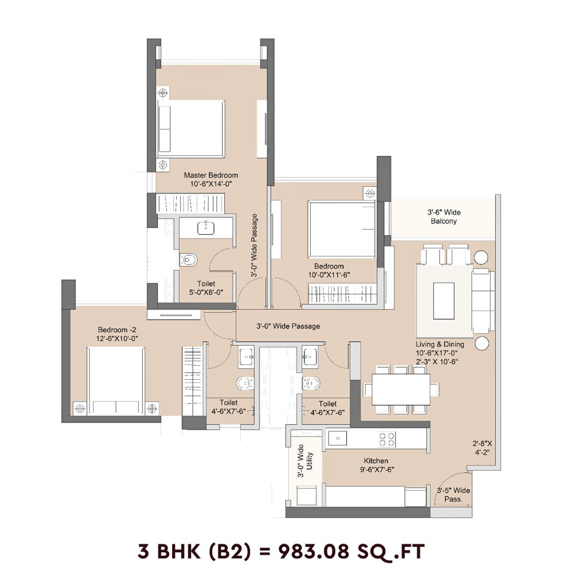 Sunteck-Crescent-Park-Floor-Plan-3-BHK-B2-983.08-Sqft